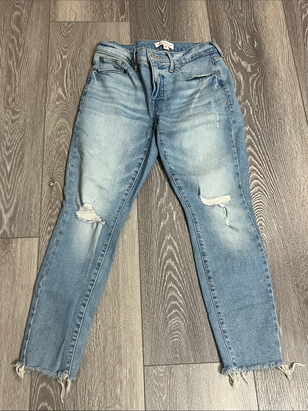 Lucky Brand Medium Light Blue Distressed Ankle Jeans